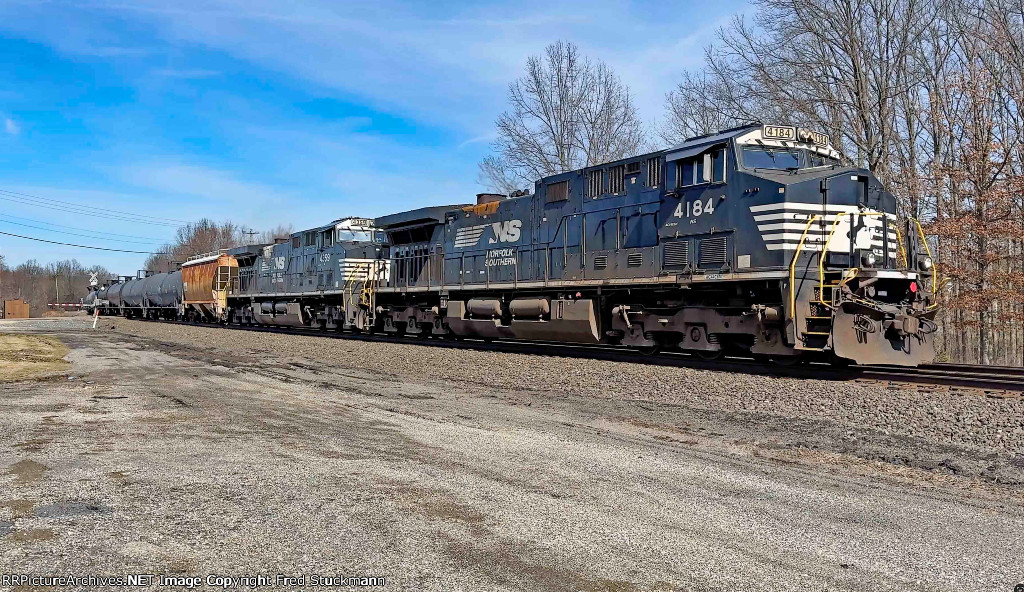 NS 4184 leads the tanker east.